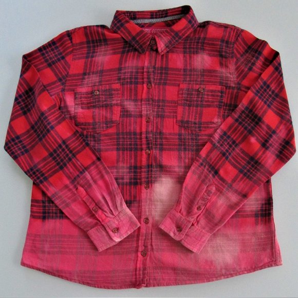 Rustic Outfitters Girls Bleached Flannel Shirt Size 1X - Picture 1 of 6